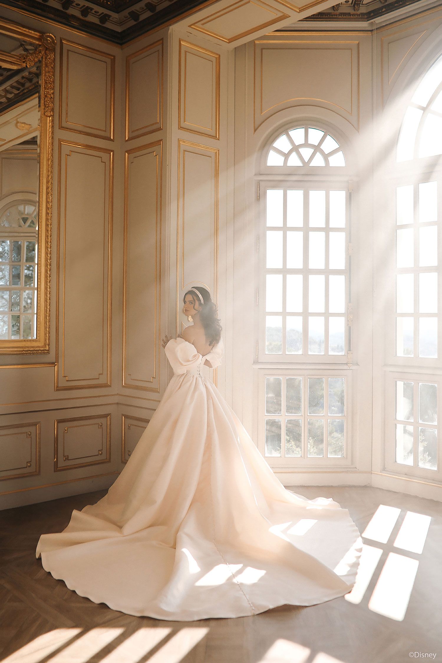 Belle d432 wedding dress indoors